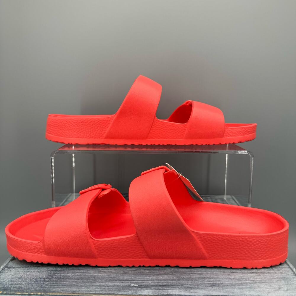 NEW Shade & Shore Women’s Neida EVA Two band Sandals Coral Red Size 11 - Picture 2 of 10
